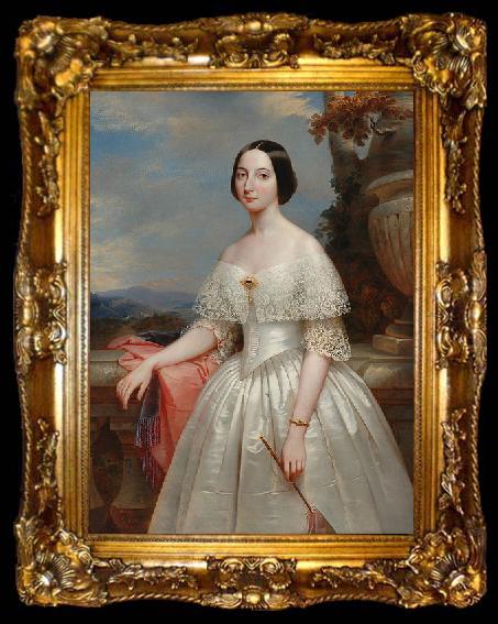 framed  Benoit Hermogaste Molin Painting of Maria Adelaide, wife of Victor Emmanuel II, King of Italy, ta009-2